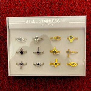 Gold and Silver Stainless Steel Rings Set